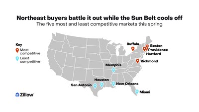 The most and least competitive housing markets (PRNewsfoto/Zillow)