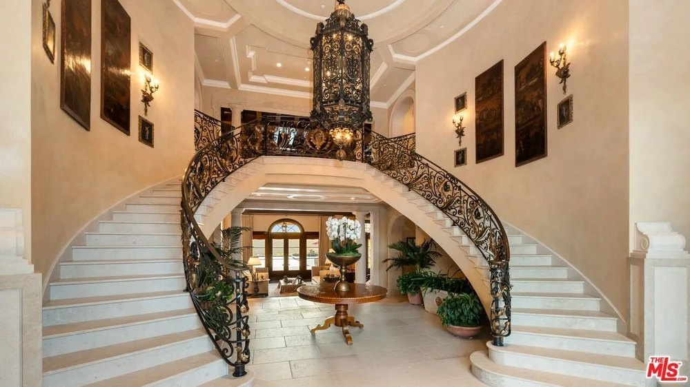 Double staircase in Tyler Perry's Beverly Hills home
