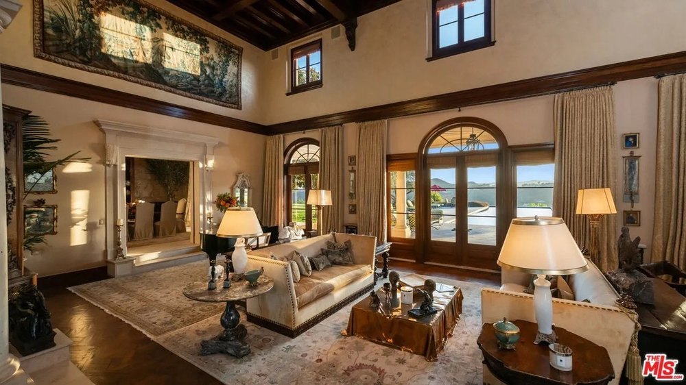 Living space with high ceilings in Tyler Perry's Beverly Hills home